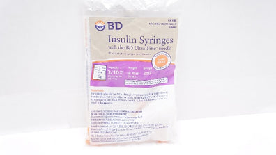 BD 328440 Insulin Syringes W/Ultra Fine Ndle 1/2Unit 5/16inch x 31G - Pack of 10